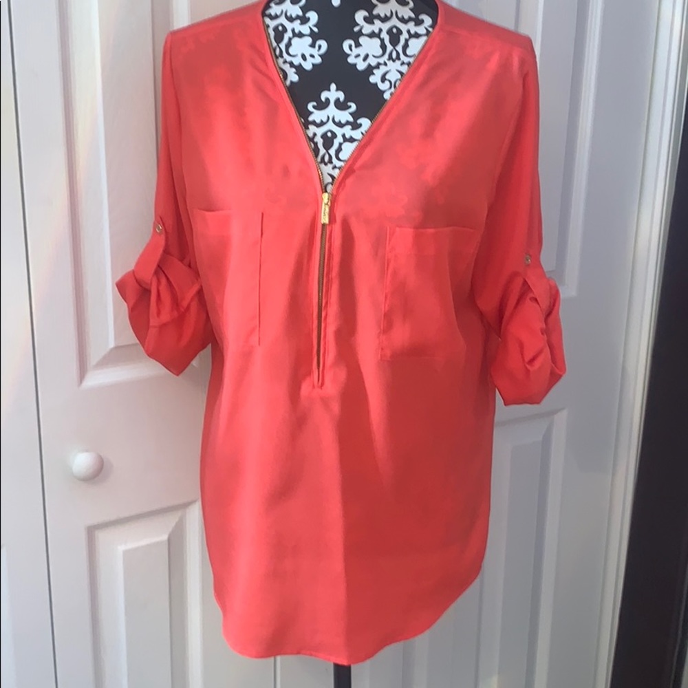 4/$30 EUC Coral Calvin Klein Blouse size Large